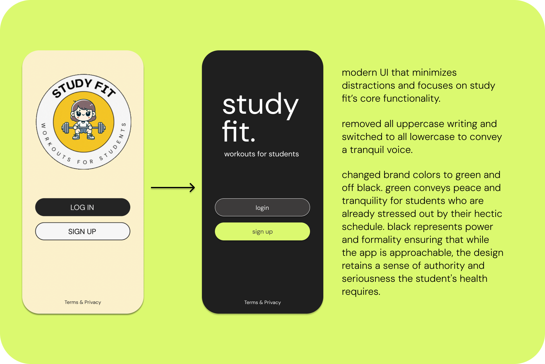 before and after mockups of the front page of study fit